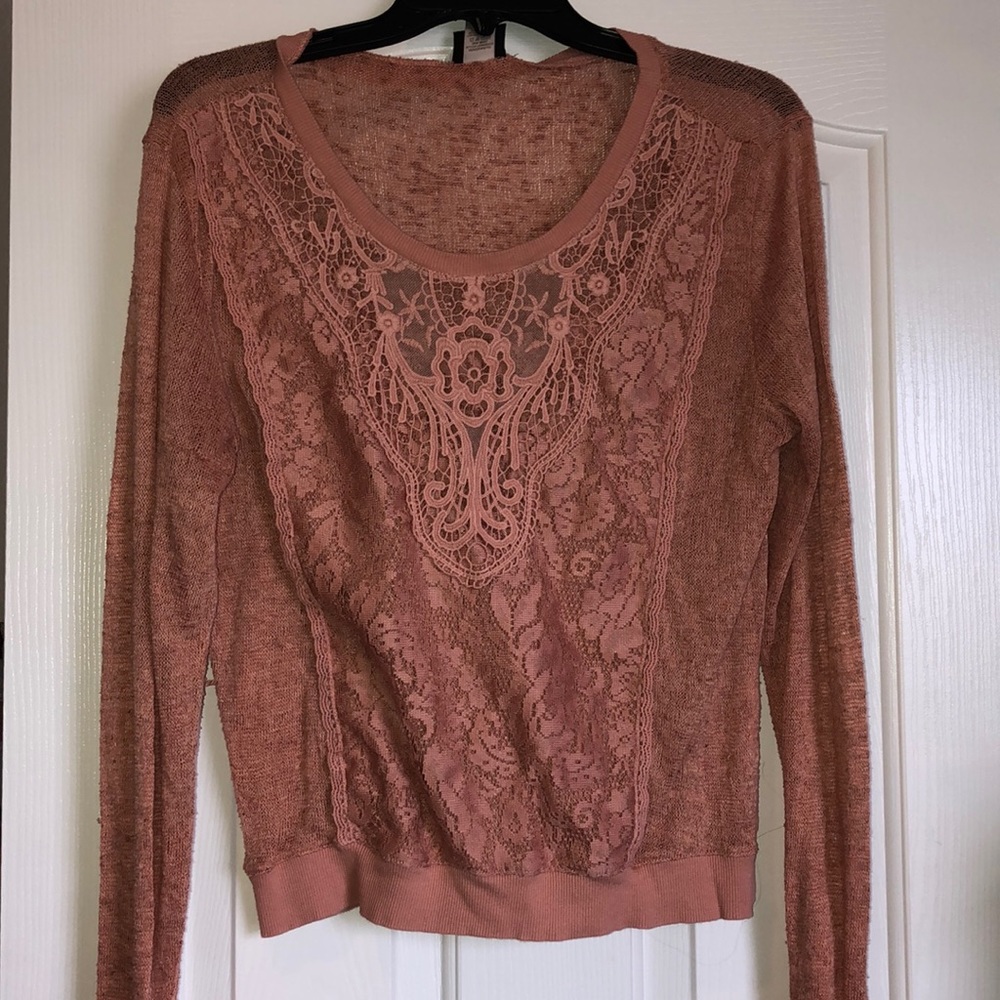 Sheer faded orange sweatshirt